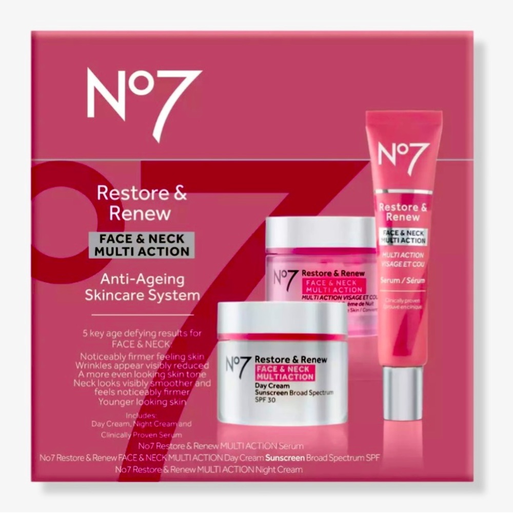 No 7 Restore & Renew Face & Neck Multi Action Skincare System